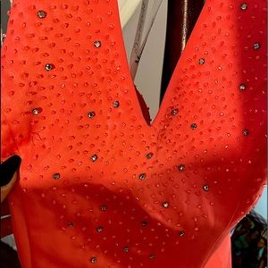 Coral halter top form fitting mermaid dress